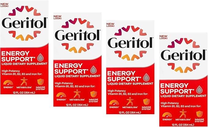Geritol Liquid Supplement B-Vitamins &amp Iron 12 Fluid Ounce (Pack of 4)