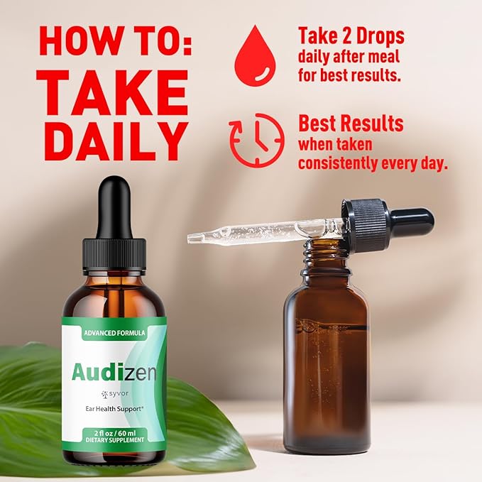 Audizen Drops Official AudizenDrops Ear Health Support Liquid Supplement with All Natural Ingredients Audizen Maximum Strength Hearing Wellness Support Supplement for Ringing Ears (30 Servings)