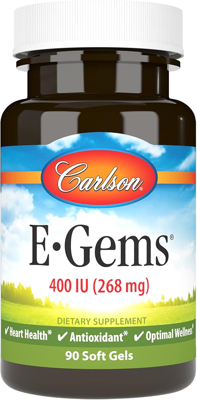 Carlson- E-Gems 400 IU (268 mg) Heart Health &amp Optimal Wellness Antioxidant 90 soft gels
