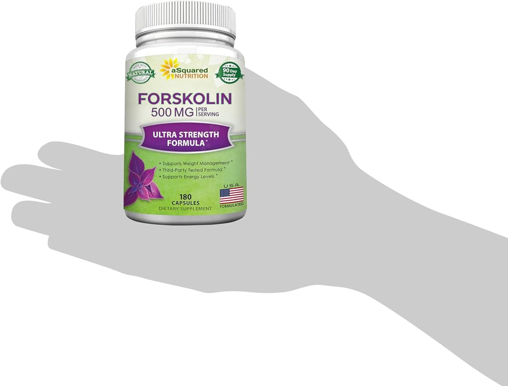 aSquared Nutrition Forskolin 500mg Per Serving Max Strength-180 Capsules Supplement for Pure Weight Loss Fuel Coleus Forskohlii Root - Forskolin Diet Pills Belly Buster Fat Burner 2X Slim Trim Lose