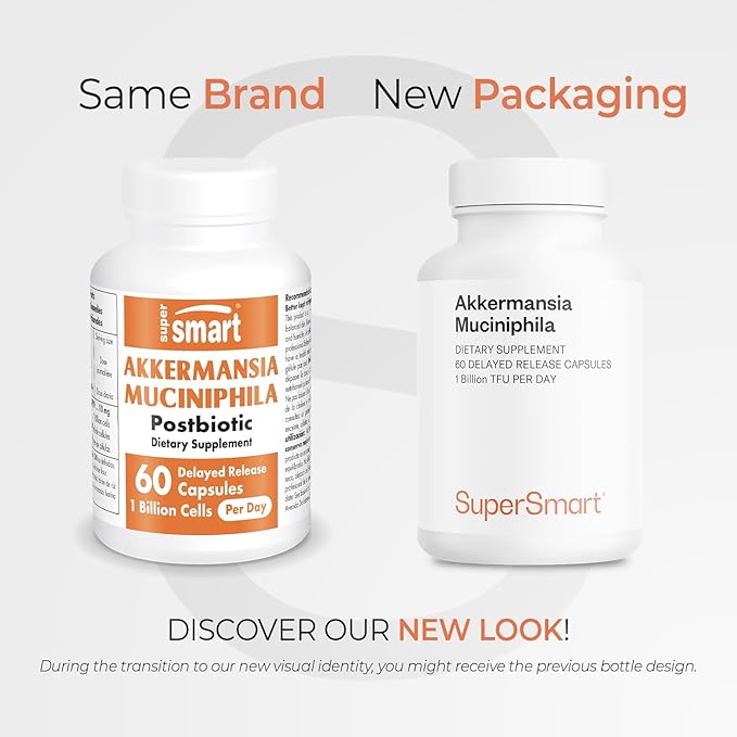 Supersmart Akkermansia Muciniphila 1 Billion TFU per Day (Pasteurized Probiotic) - Enhanced Absorption - Postbiotic Supplement | Non-GMO &amp Gluten Free - 60 Delayed Release Capsules