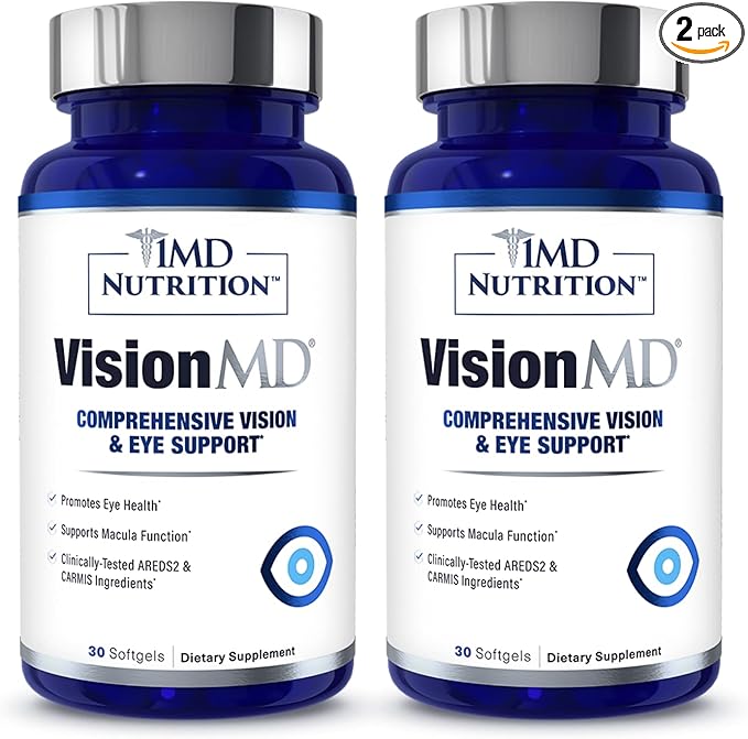 1MD Nutrition VisionMD Eye Vitamin CARMIS - with Lutein &amp Zeaxanthin | Supports Vision Health Everyday Eye Strain &amp Occasional Dry Eye | 60 Softgels (2-Pack)