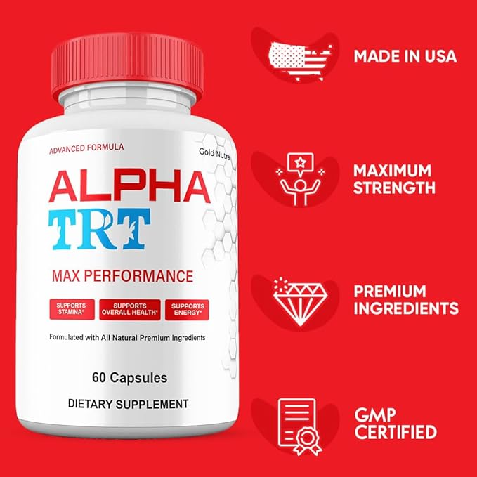 Alpha TRT Pills Maximum Strength Supplement AlphaTRT Capsules Advanced Premium Formula Vitamin Pills (2 Pack)