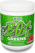 BOA Greens Superfood Powder – Raspberry Flavor | Fruits &amp Veggies Blend for Daily Wellness Energy &amp Digestive Support | 30 Servings | Dietary Supplement