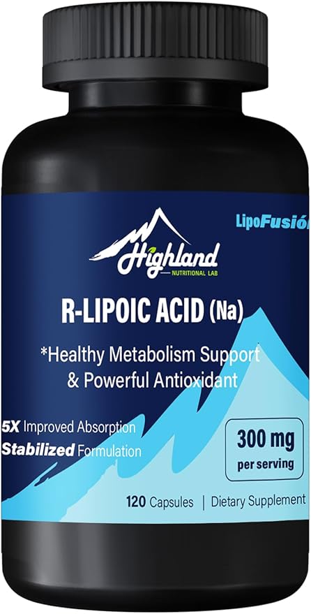 R Lipoic Acid (Na) 300mg per Serving 120 Capsules Up to 5X Improved Absorption Excellent Nutritional Supplement for Healthy Metabolism Support and Antioxidants-1 Bottle