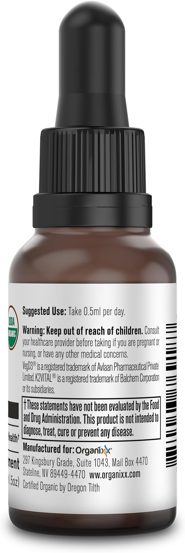 Organixx D3 K2 Supplement Supports Bone and Immune Health Bioavailable and Easy Absorption Formula with MCT Oil for Overall Wellness Clean Nutrient Blend Non GMO 15 ML 30 Servings