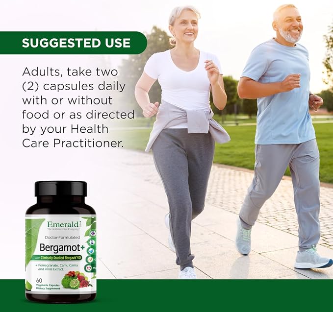 EMERALD LABS Bergamot+ - Supports Metabolism &amp Heart Health with Bergamot Pomegranate Amla &amp Camu Camu - Gluten-Free &amp Vegan - 60 Vegetable Capsules (30 Servings)