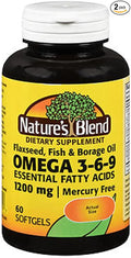 Nature's Blend Flaxseed Fish &amp Borage Oils 1200 mg - 60 Softgels Pack of 2