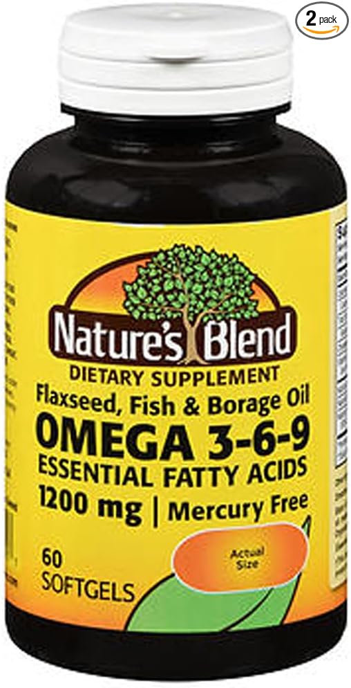 Nature's Blend Flaxseed Fish &amp Borage Oils 1200 mg - 60 Softgels Pack of 2