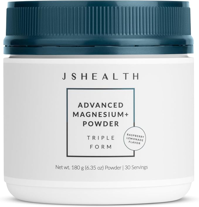 JSHealth Magnesium Powder for Sleep. 400mg Triple-Form Glycinate Citrate Amino Acid Chelate. Raspberry Lemonade. By Nutritionist Jessica Sepel (30 Servings) - Raspberry Lemonade