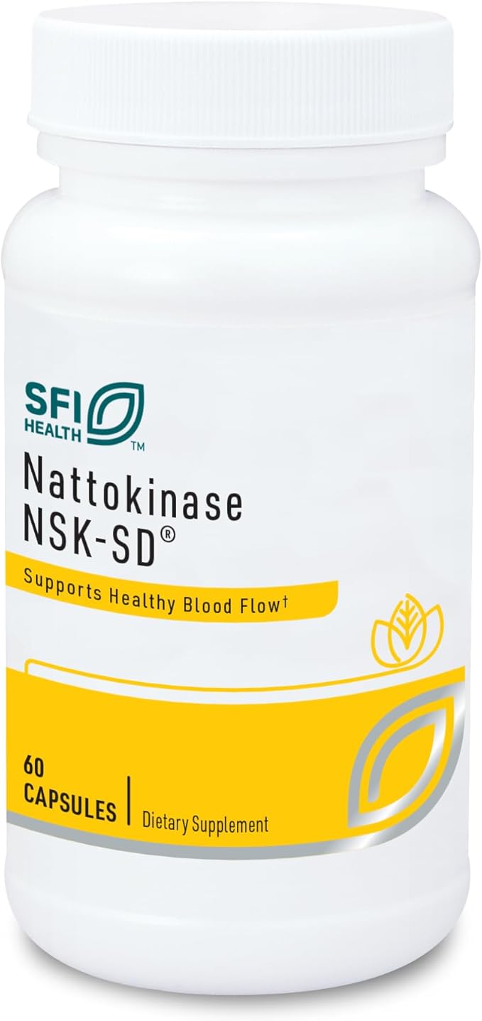 Klaire Labs SFI Health Nattokinase NSK-SD - Proteolytic Enzyme for Cardiovascular Support Dairy &amp Gluten-Free (60 Capsules)