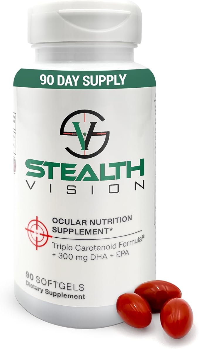 Stealth Vision Eye Vitamin Eye Supplement with Lutein Zeaxanthin and Meso-Zeaxanthin Non-GMO Eye Health Vitamins for Adults Vision Essentials for Complete Eye Support (90 softgels)