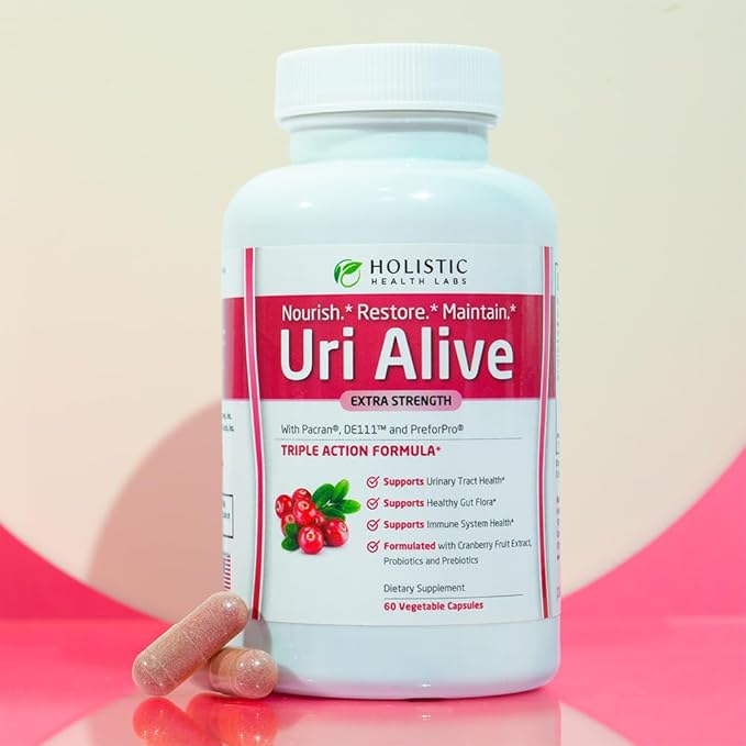 Uri Alive Extra Strength Urinary Support Supplement for Urinary Tract Bladder Gut Flora and Immune System Health (60 Count (Pack of 1))