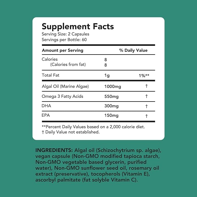 AMANDEAN Brain &amp Vegan Omega-3 Bundle: Magnesium Threonate USA-Grown Lion’s Mane 6:1 Alpha-GPC &amp Algae DHA/EPA. Plant-Based Essential fats for Brain Eye Heart &amp Skin Health. Fish Oil A