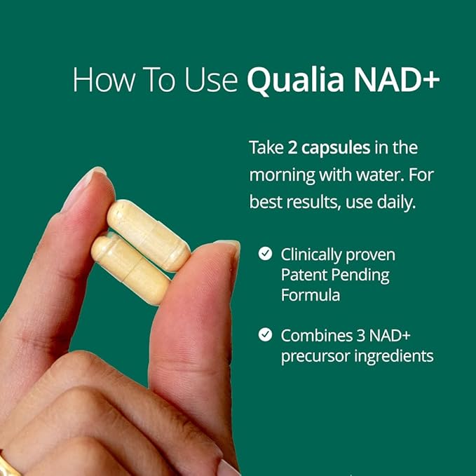 Qualia NAD Supplement — Clinically Proven to Boost NAD+ up to 67%. Optimized Aging Energy Focus. Elite NAD+ Booster Ingredients: Nicotinamide Riboside (NIAGEN) Niacin Niacinamide (3 Month Supply)