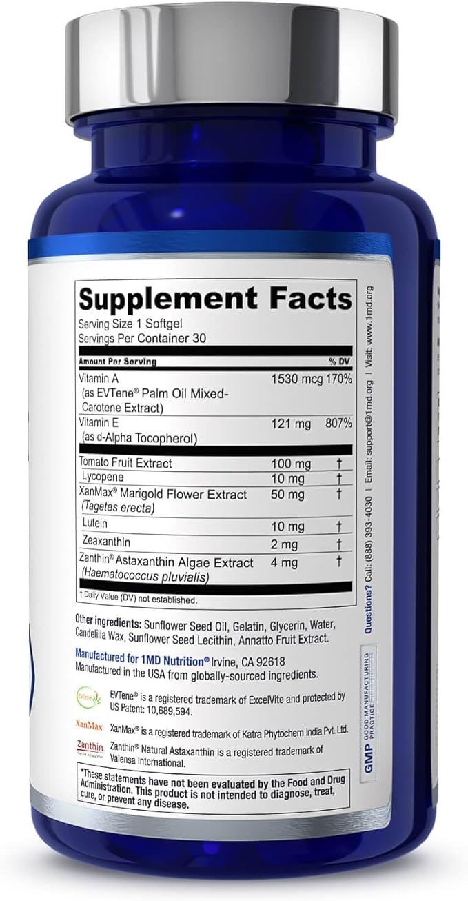 1MD Nutrition VisionMD Eye Vitamin CARMIS - with Lutein &amp Zeaxanthin | Supports Vision Health Everyday Eye Strain &amp Occasional Dry Eye | 90 Softgels (3-Pack)