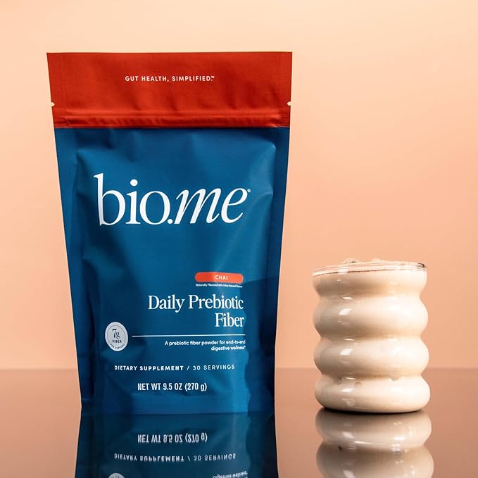 Bio.me Daily Prebiotic Fiber Powder Chai - 7g Per Serving - Soluble &amp Insoluble Fiber Supplement Powder for Women &amp Men - Digestive Health &amp Gut Health - GLP-1 Friendly Sugar Free - 30 Se