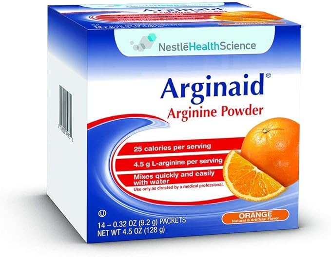 Nestle Arginaid Arginine Powder Orange 0.32 OZ Packets 14 CT (Pack of 4)