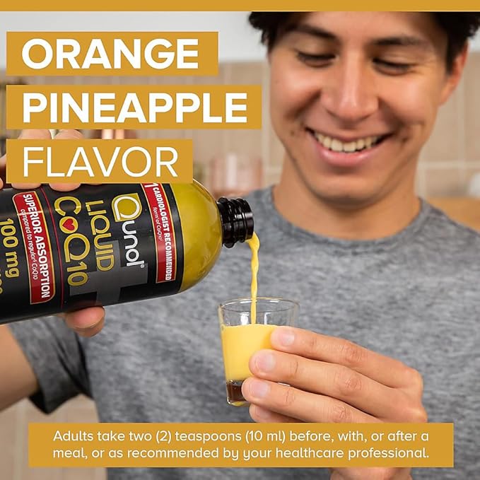 Qunol Liquid CoQ10 100mg Superior Absorption Natural Supplement Form of Coenzyme Q10 Antioxidant for Heart Health Orange Pineapple Flavored 60 Servings 20.3 oz Bottle
