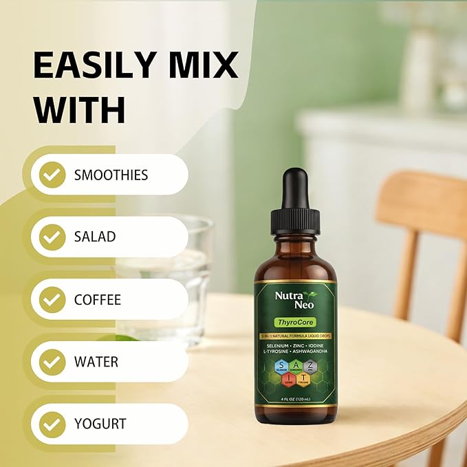 ThyroCore Thyroid Support Drops – Supports Natural Energy Metabolic Balance Stress Support &amp Mental Clarity – Liquid Supplement with Vitamins Minerals &amp Botanical Extracts – 60 ML (1pc)
