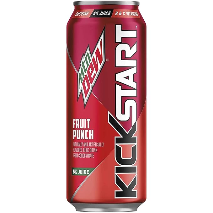 Kickstart Energy Drink Variety - Fruit Punch Black Cherry Orange Citrus Pineapple Orange Mango 16 Fl Oz (Pack of 16)
