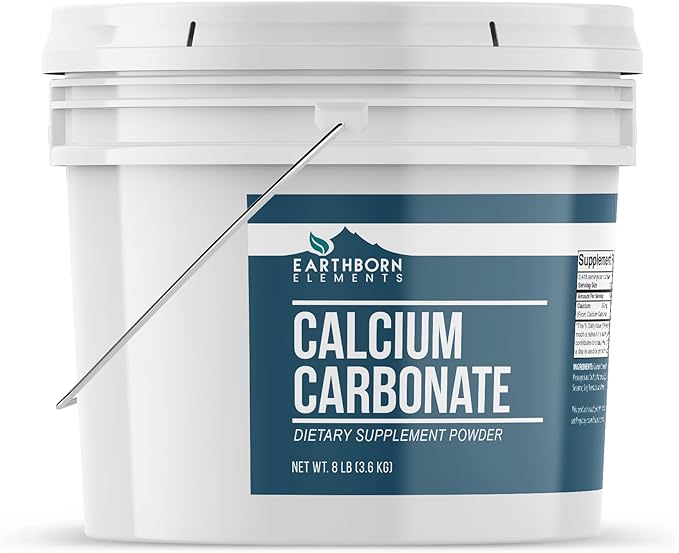 Earthborn Elements Calcium Carbonate Powder (1 Gallon) Natural Antacid Limestone Powder Resealable Bucket
