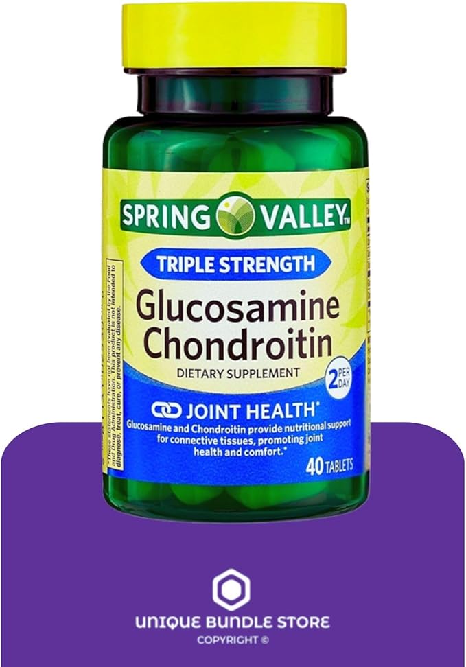 Glucosamine Chondroitin Triple Strength 40 Tablets Glucosamina Suplemento 1400mg Glucosamine + 1200mg Chondroitin Daily Joint Support Gluten Free (Pack of 2)