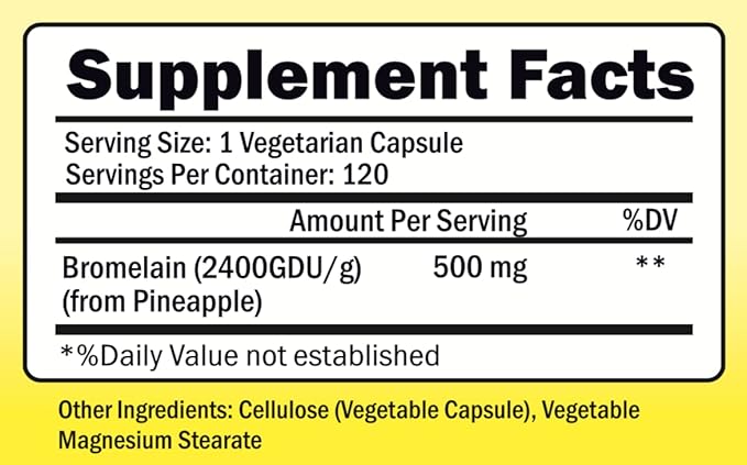 Bromelain - 500mg - 2400 GDU - 120 Vegetable Capsules - Pure Pineapple Enzyme Extract - Supports Digestion and Nutrient Absorption - Great for Immune Health