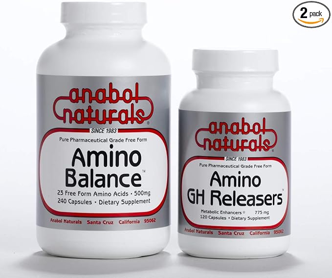 Anabol Naturals Physique Stack: Amino Balance 480 caps and Amino GHReleasers 240 caps (2 Month Supply)