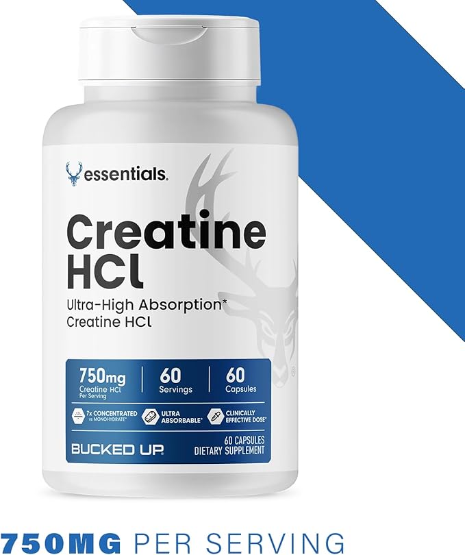 Bucked Up - Creatine HCL 750mg Serving - 60 Servings (60 Capsules)