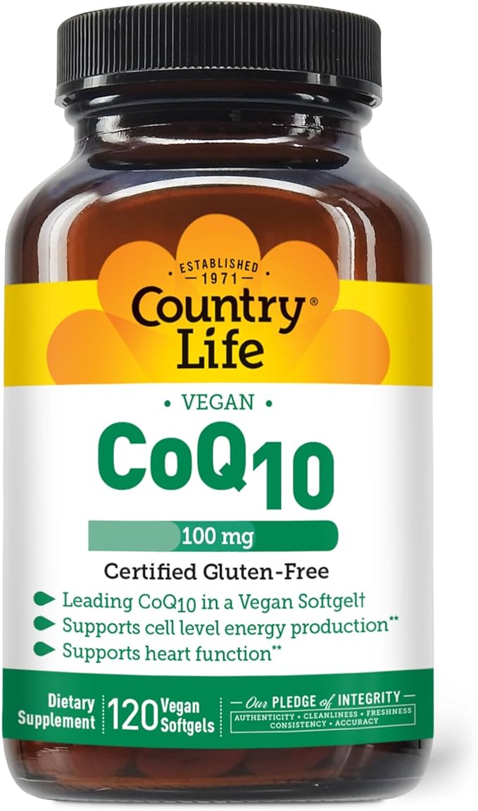 Country Life Simply CoQ10 Supports Heart Function 100mg 120 Softgels Certified Gluten Free Certified Vegan…