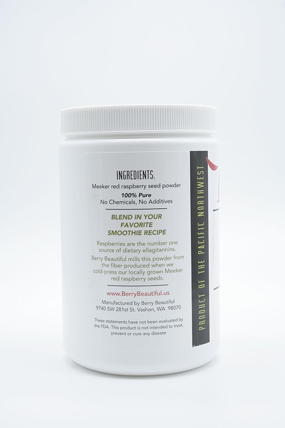 Berry Beautiful Meeker Red Raspberry Seed Powder - Natural Source of Ellagic Acid and Fiber - Locally Milled from US-Grown Raspberry Seeds - 1 lb / 454 g