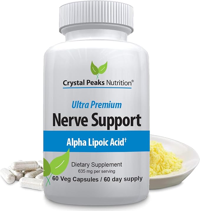Nerve Support Supplement - Natural Vitamins with 600mg non-GMO ALA Alpha Lipoic Acid – Premium Nerve Support Supplement - Hands &amp Feet - Tingling Numbness - NEW! 60-Day Supply