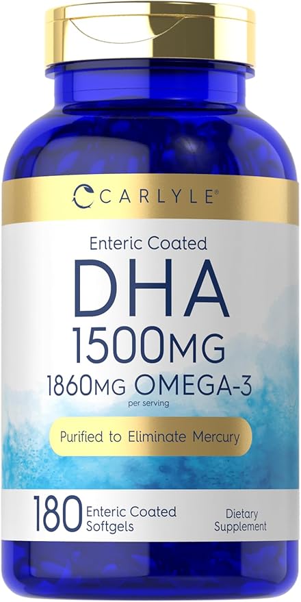Carlyle DHA Supplement 1500mg | 180 Softgels | Omega-3 Supplement | Non-GMO Gluten Free