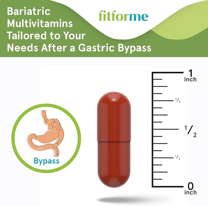 FitForMe Bariatric Multivitamin with Iron Tailored for Gastric Bypass Surgery – One-a-Day Capsule 30-Day Supply Easy-to-Swallow WLS Forte Capsule Scientifically Formulated – for Men &amp Women