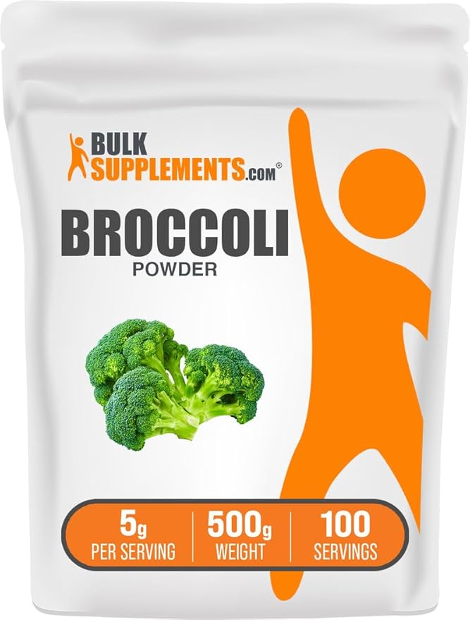 BulkSupplements.com Broccoli Powder - Broccoli Floret &amp Stalk Powder Sulforaphane Supplement - Vegan &amp Gluten Free 5g per Serving 500g (1.1 lbs) (Pack of 1)