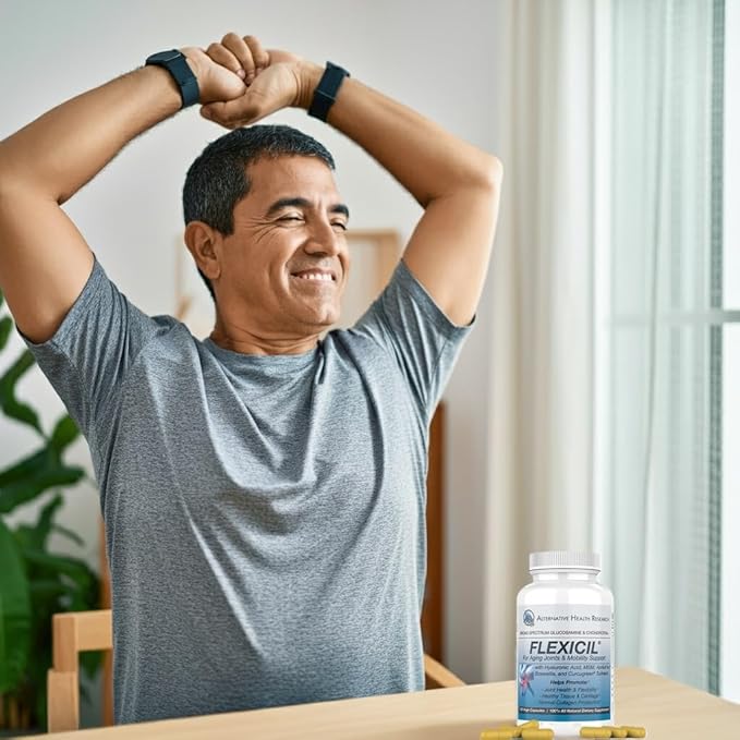 Flexicil Advanced Joint Mobility &amp Support | Glucosamine Chondroitin MSM Hyaluronic Acid Turmeric Boswellia | Broad-Spectrum Bio-Enhanced Ingredients | 120 Vege-Capsules | 30-Day Supply