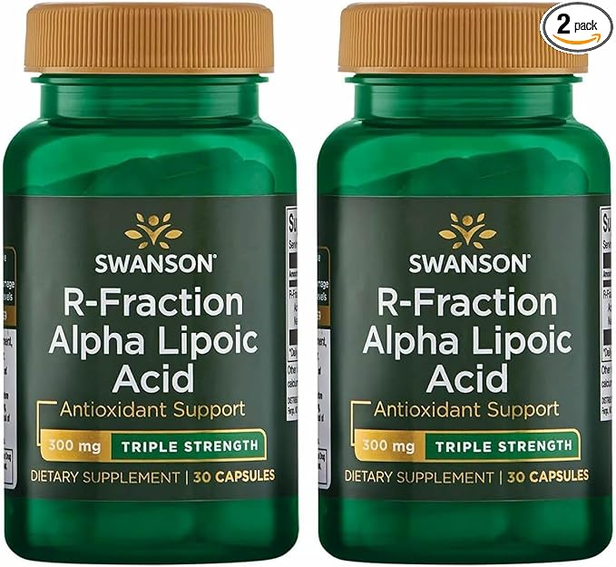 Swanson Triple Strength R-Fraction Alpha Lipoic Acid - Promotes Healthy Blood Pressure &amp Delivers Essential Nutrients - (30 Capsules 300mg Each) (2 Pack)