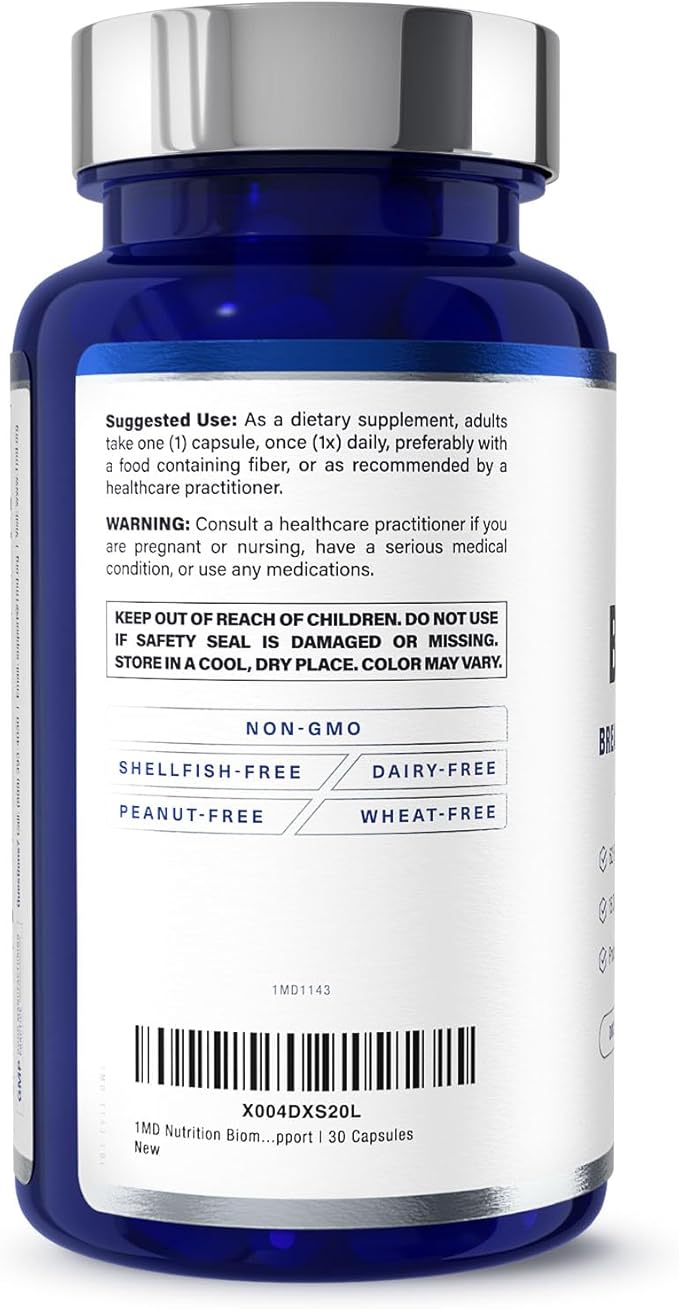 1MD Nutrition BiomeMD Probiotics | 62 Billion CFUs 15 Comprehensive Strains - Pro &amp Prebiotics | Doctor-Formulated for Digestive Health &amp Immune Support | 30 Capsules