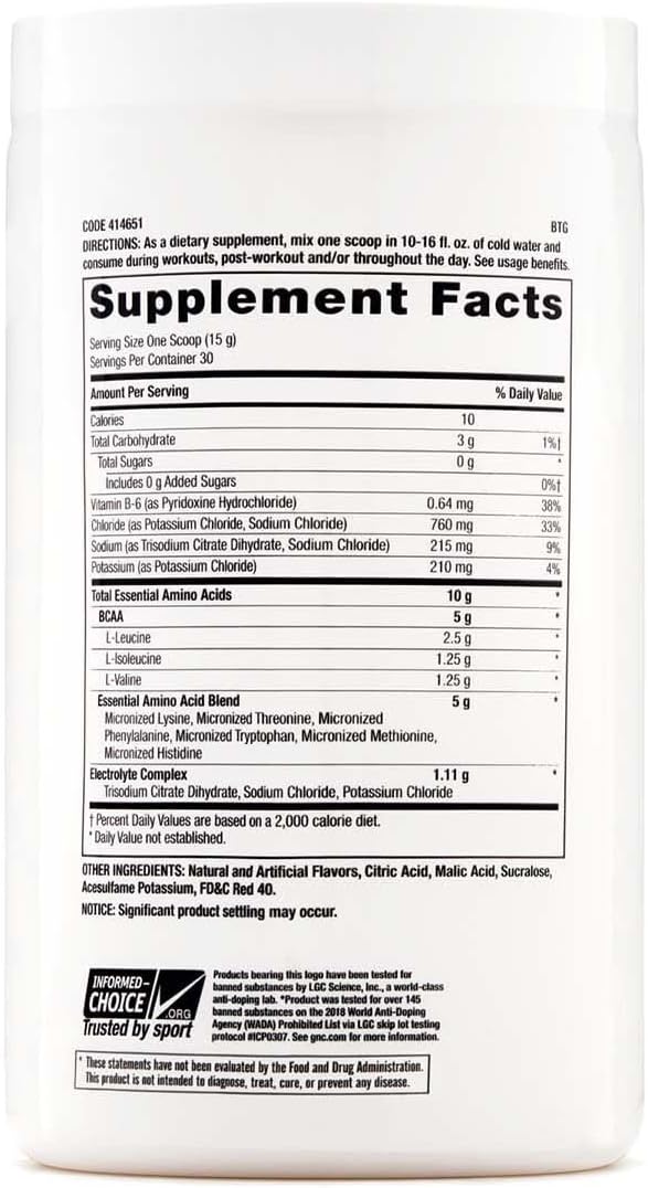 GNC Pro Performance Essential Amino Complete Strawberry Banana 15.87 oz. Supports Muscle Recovery