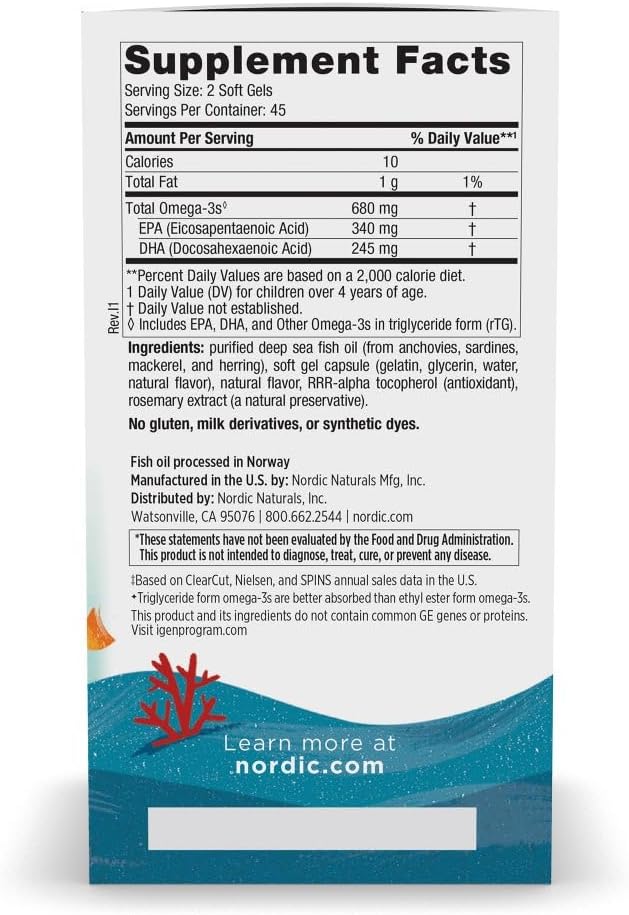 Nordic Naturals Ultimate Omega Jr. Strawberry - 90 Mini Soft Gels - 680 Total Omega-3s with EPA &amp DHA - Brain Health Mood Learning - Non-GMO - 45 Servings