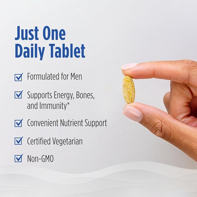 Nordic Naturals Men’s Multivitamin One Daily - Bone Energy &amp Blood-Vessel Support - Immunity Supplement - 20 Essential Nutrients - 30 Tablets - 30 Servings