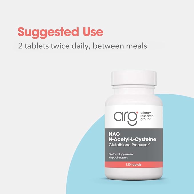 Allergy Research Group NAC Supplement - N-Acetyl-L-Cysteine Glutathione Precursor Supports Immune Function Healthy Mucus Clearance Free Form Amino Acid Hypoallergenic - 120 Count