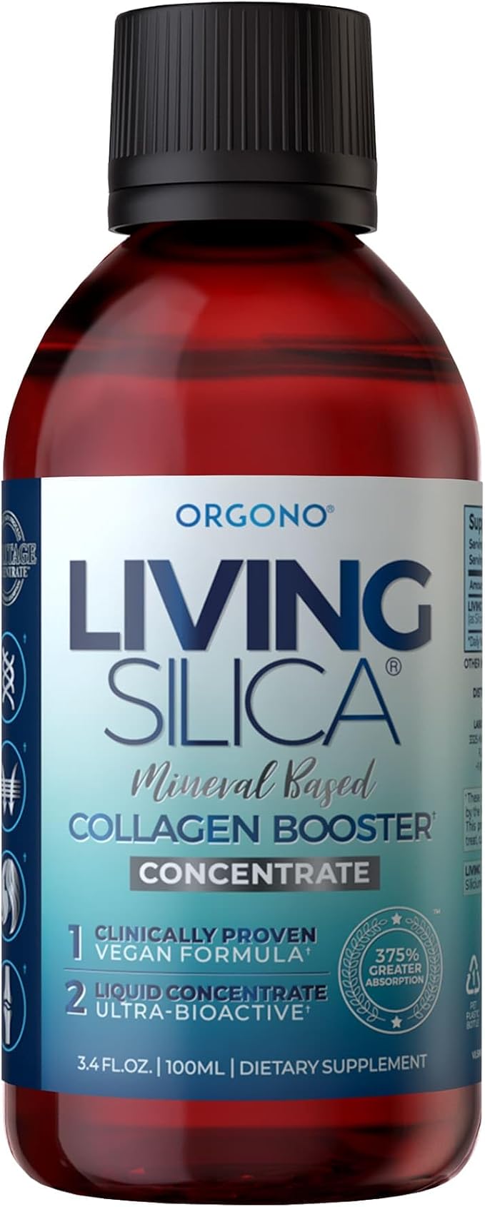 Living Silica ORGONO Silica Drops – Travel Size | Vegan &amp Mineral-Based Formula | 100mL