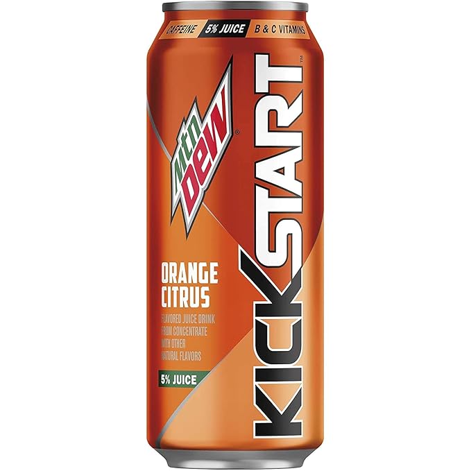 Kickstart Energy Drink Variety - Fruit Punch Black Cherry Orange Citrus Pineapple Orange Mango 16 Fl Oz (Pack of 16)