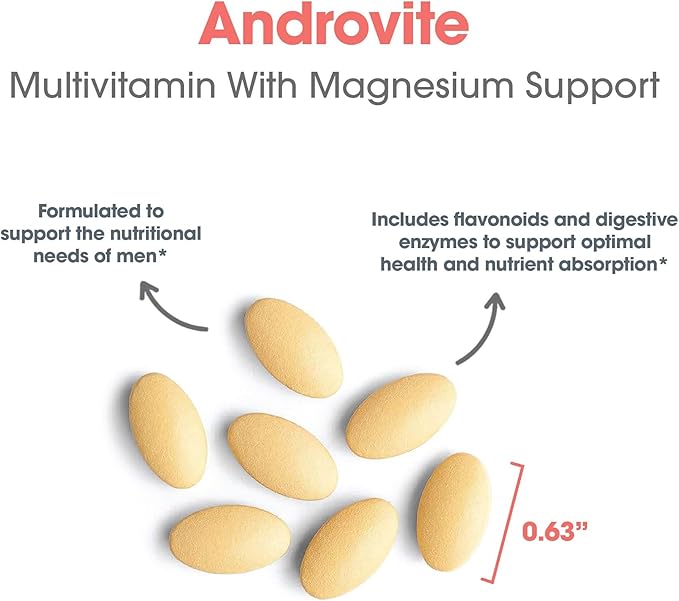 Optimox Androvite for Men - Magnesium Supplement for Men 500mg Multimineral and Multivitamin Supplement with Vitamin C Vitamin D3 Calcium-Free - 180 Count