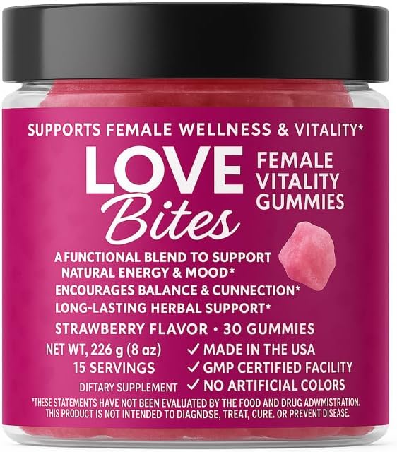 Love Bites for Female Passion Gummies in Jar-One Month Supply with Jar