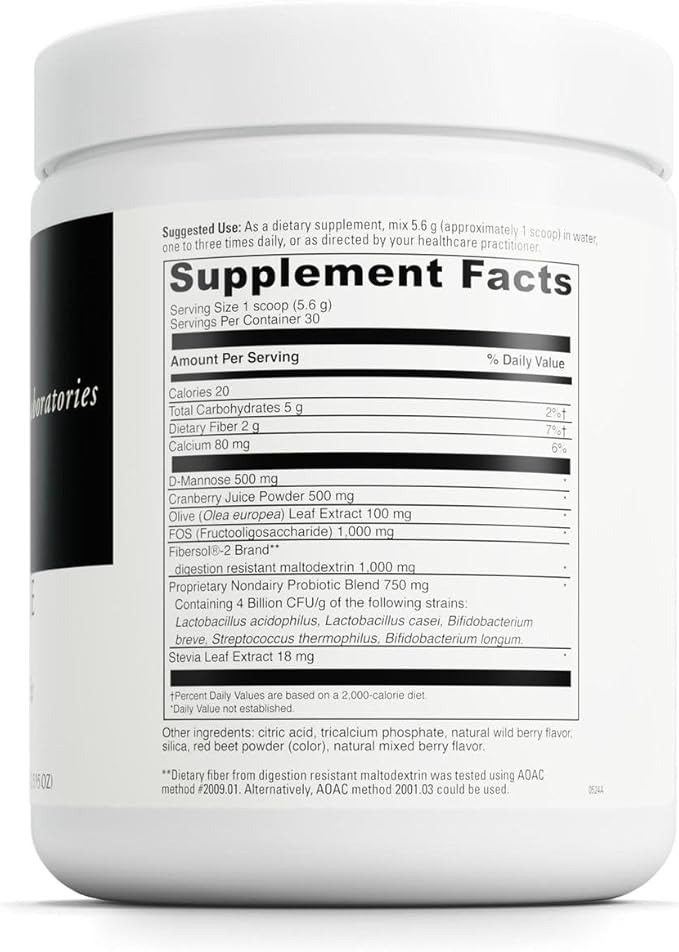 DAVINCI Labs D-Mannose Complex - Powder Drink Mix Supports Immune System &amp Urinary Tract Health* - Bladder Health Aid with Calcium Cranberry Juice Powder &amp Prebiotic Fiber* - 30 Servings (168