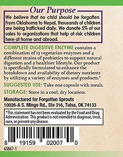 Digestive Enzyme with 2 Billion Probiotics - Non-GMO - 13 Vegetarian Sourced Enzymes - 90 Capsules - Dietary Supplement by Forgotten Sprouts
