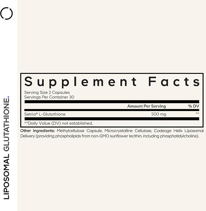 Codeage Liposomal Glutathione Supplement - Pure Reduced Setria L-Glutathione Liposomal Delivery Phospholipid Complex - Vegan Non-GMO - 2-Pack